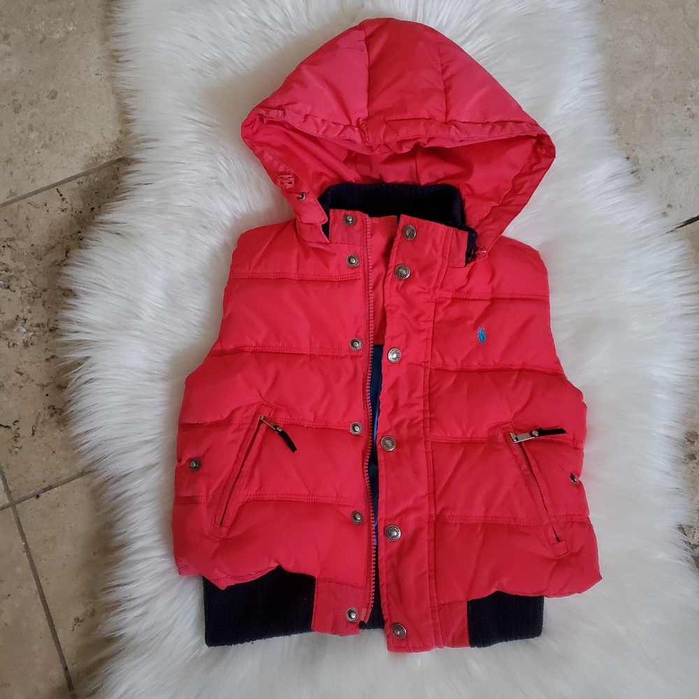 Jang Pierre Puffer Hooded Down Vest Pink Girls Size 5